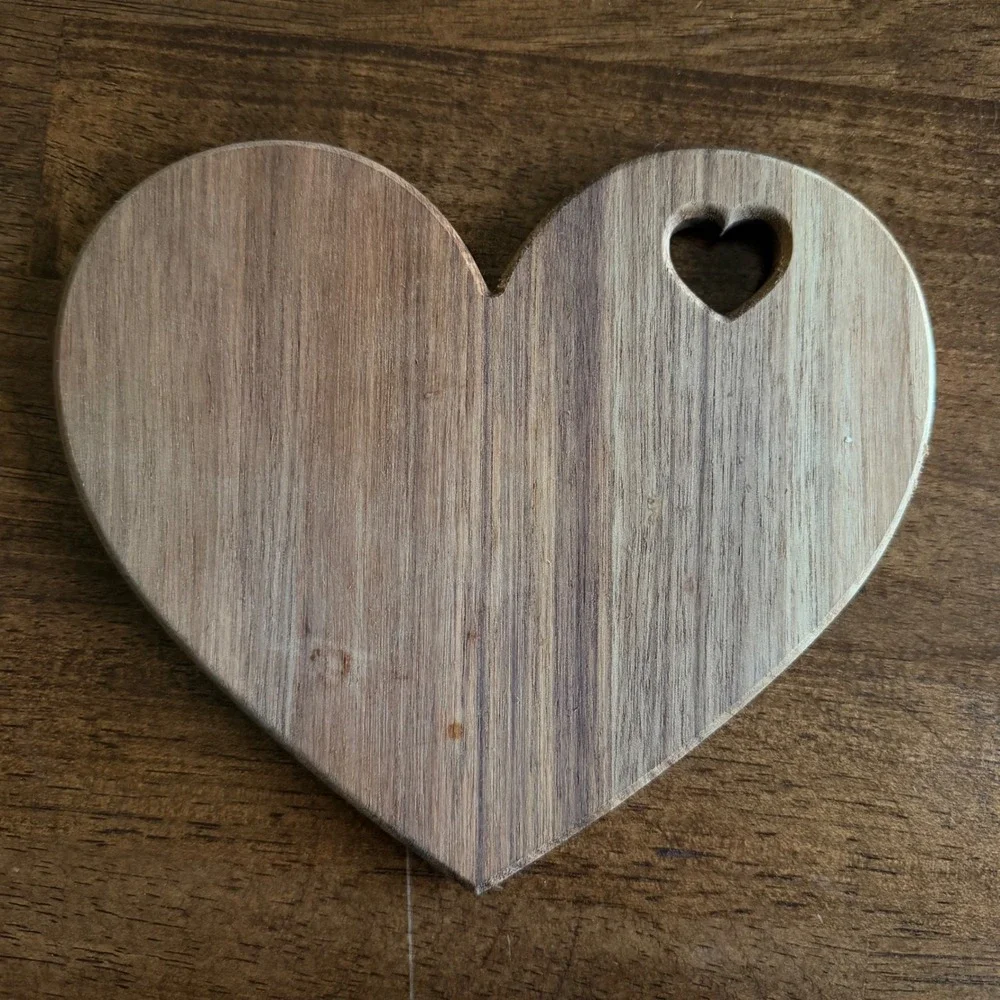 Heart Shaped Wooden Charcuterie Board Set with Cheese Fork and Spreader Knife